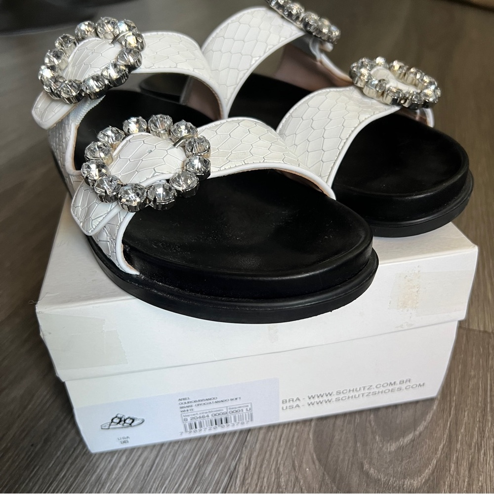 SCHUTZ Arial Sandals w/Rhinestone Buckles Size 9 - Picture 4 of 9